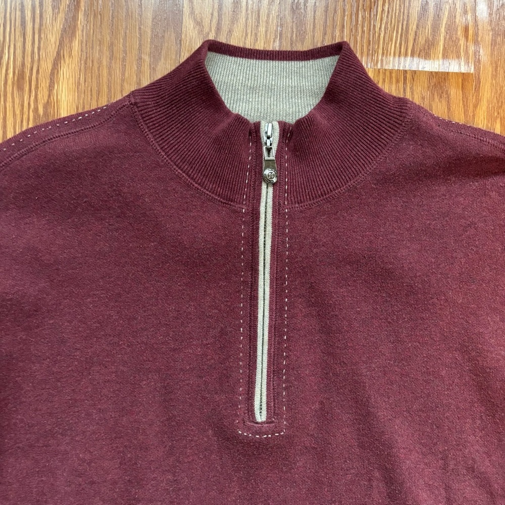 Nat Nast Quarter Zip Burgundy Sweater XL Cotton Blend Classic Casual Preppy - Picture 3 of 10